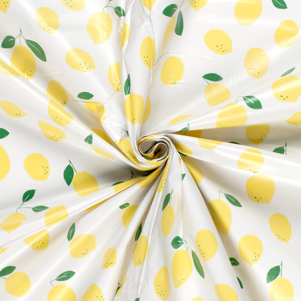 Coated Tablecloth fabric Off White printed 