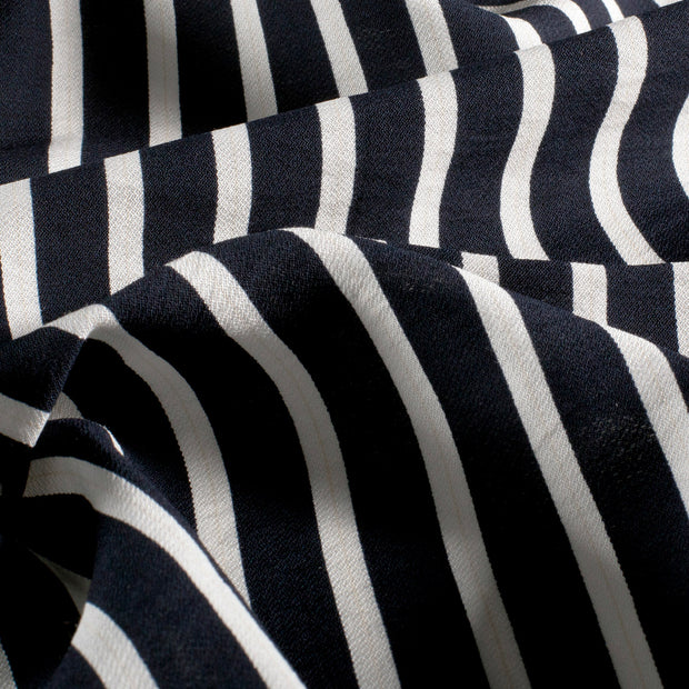 Viscose Nylon Crepe fabric Stripes Navy