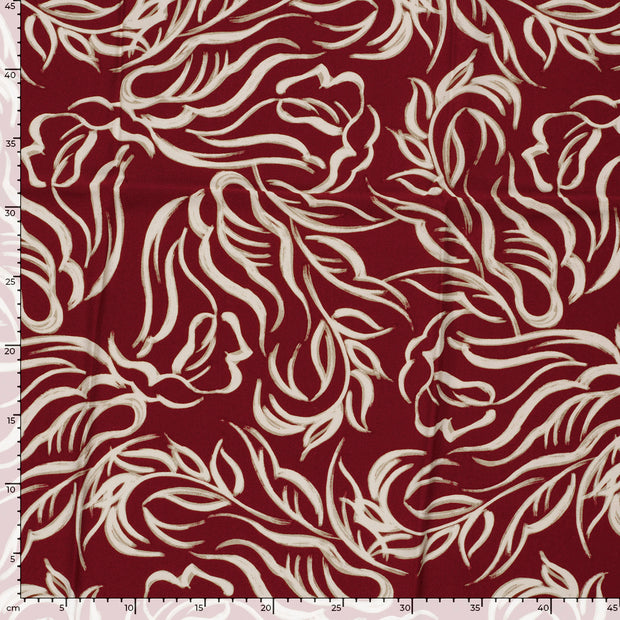 Sergé de Viscose tissu Abstrait Bordeaux