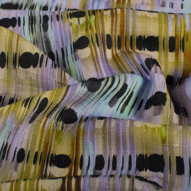 Woven Viscose Linen fabric Abstract Navy