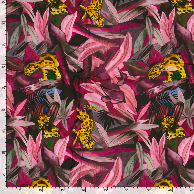 Viscose Poplin fabric Abstract Fuchsia