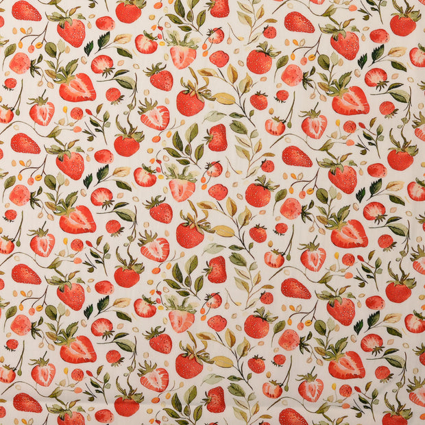 Cotton Poplin fabric Strawberries 