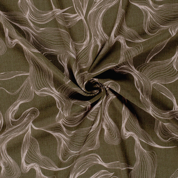 Borken Crepe fabric Taupe Grey printed 