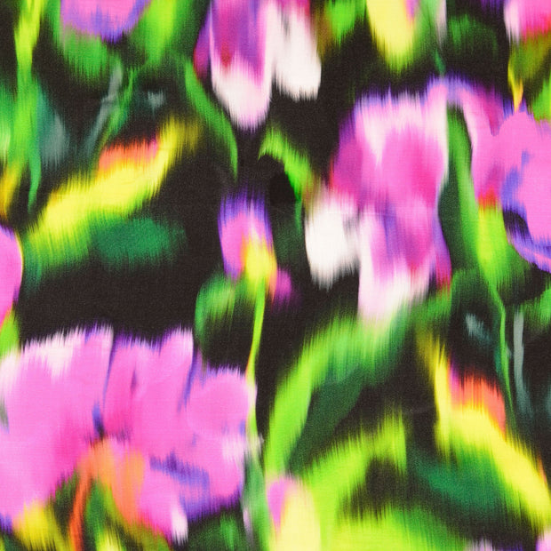 Viscose Satin tissu fleurs multicolore