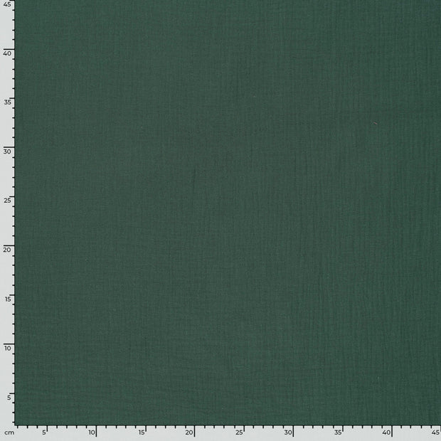 Muslin GOTS organic fabric Unicolour Dark Green