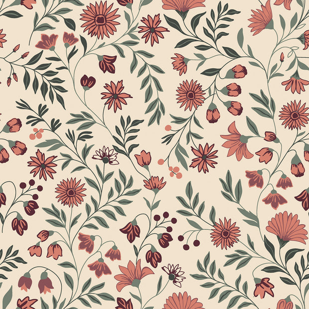 Babycord 21w fabric Flowers Beige