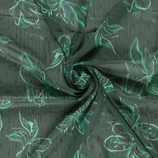 Chiffon fabrik Petrol digital bedruckt 