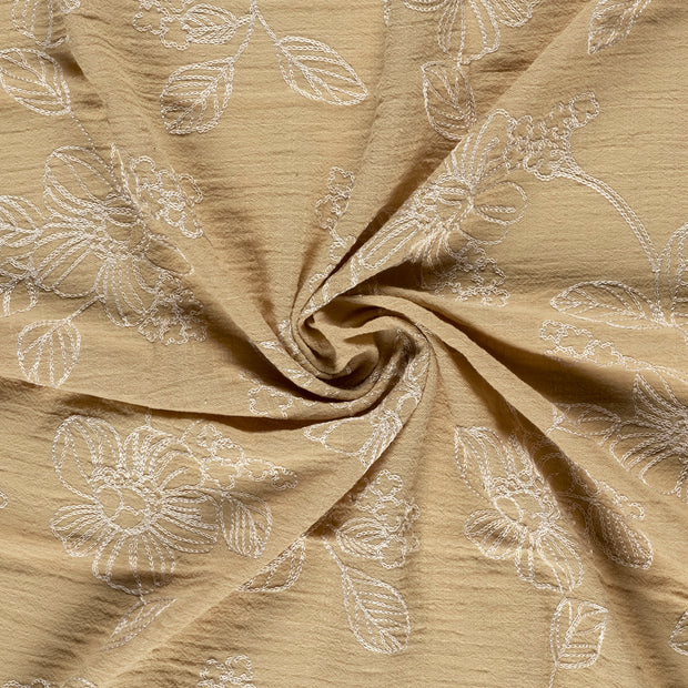  tissu Beige brodé 