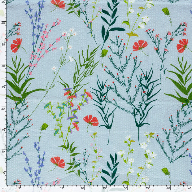 Baumwoll Webware fabrik Blumen Hellblau