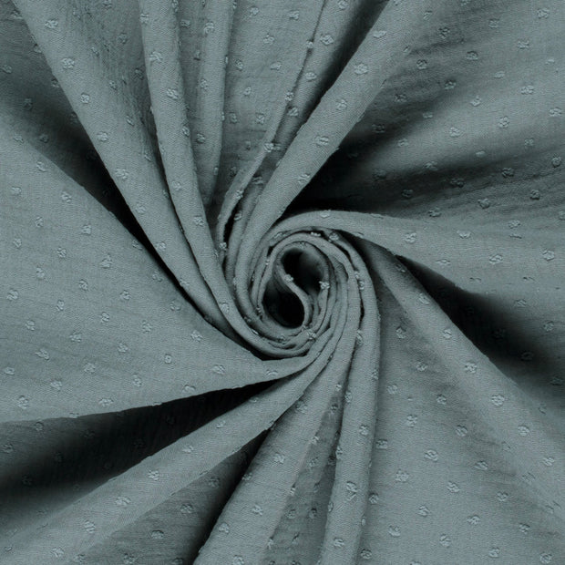 Double gaze tissu pois Indigo