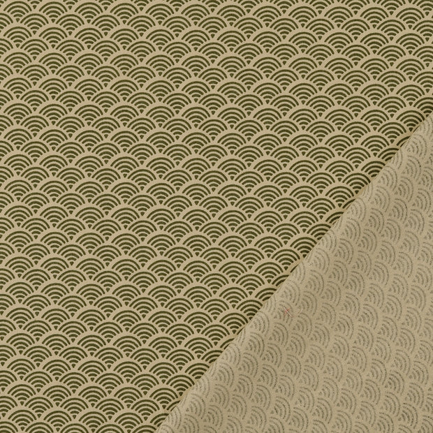 Cotton Poplin fabric Olive Green printed 