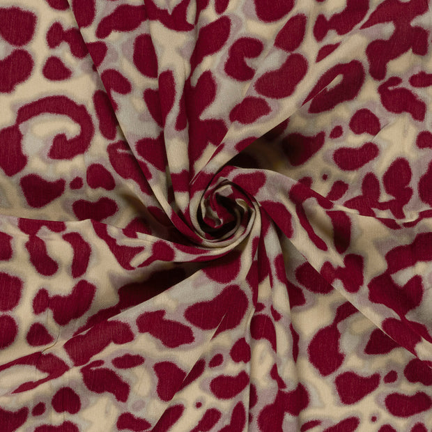 Satin tissu Bordeaux imprimé 