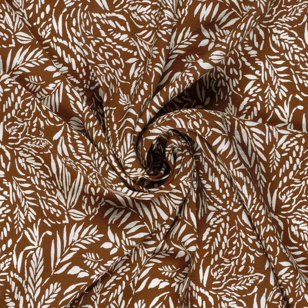 Viscose Nylon Crepe fabric Brown printed 