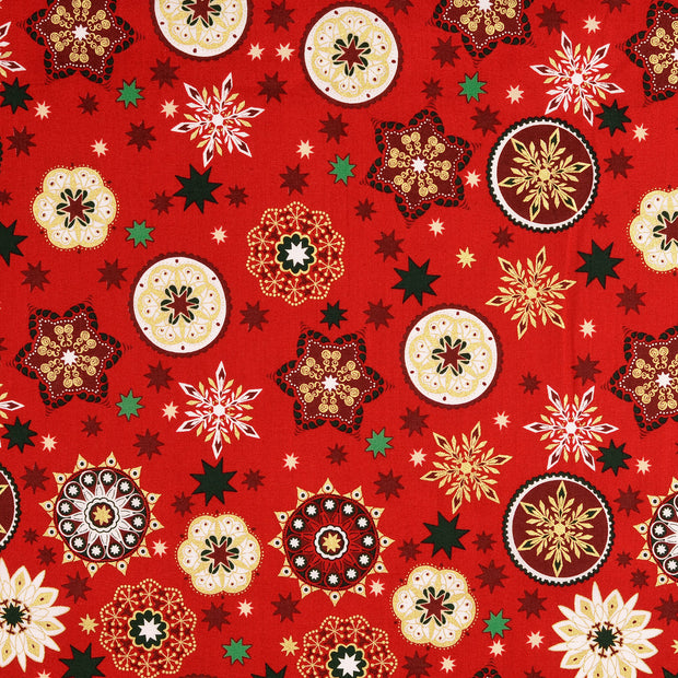  tissu flocons de neige rouge