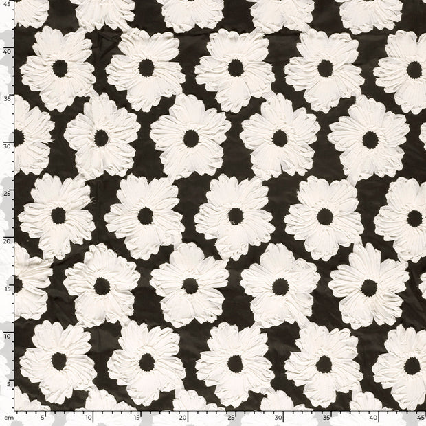 Popeline de Coton tissu fleurs Noir
