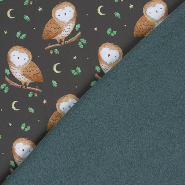 Softshell tissu chouettes imprimé numérique 