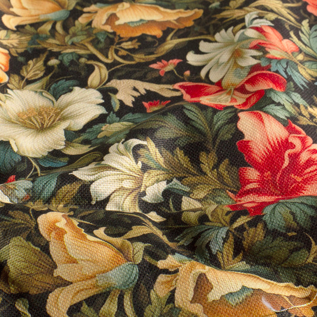 Panama tissu fleurs Noir