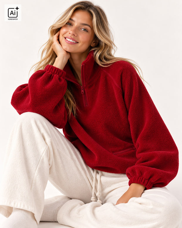 Polaire tissu Unicolore Rouge
