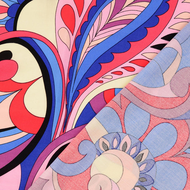 Popeline de Viscose tissu Multicolore imprimé 