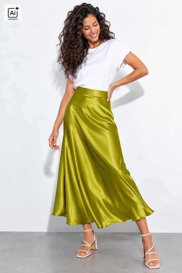 Satin fabric Unicolour Green