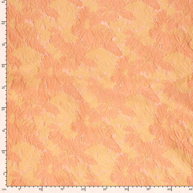 Jacquard fabric Flowers Orange