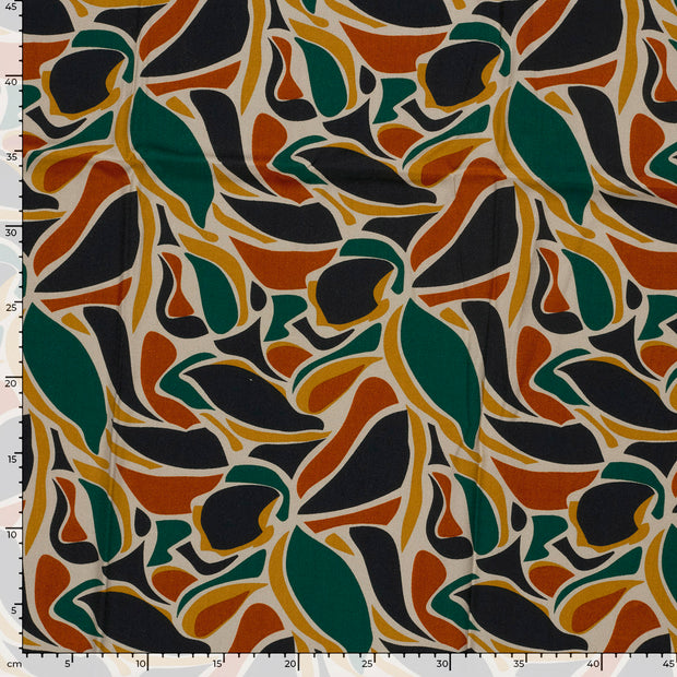 Satin fabric Abstract Navy
