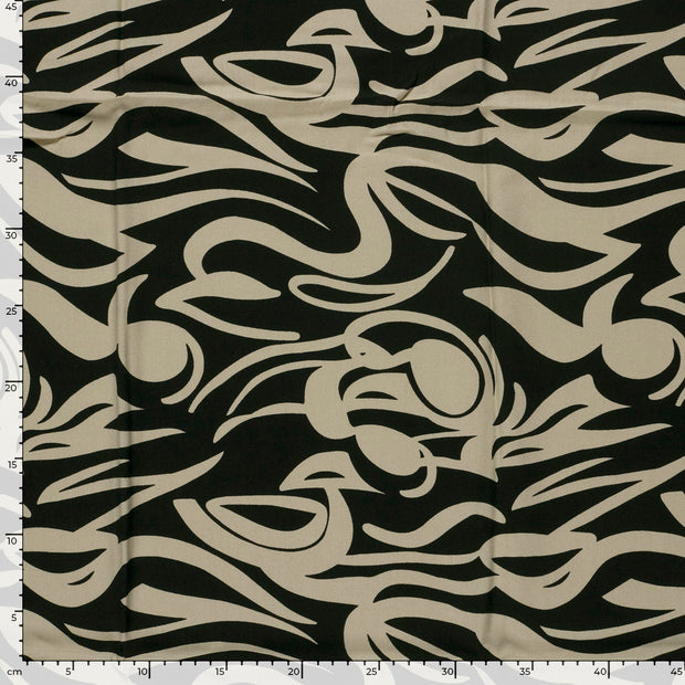 Sergé de Viscose tissu Abstrait Noir