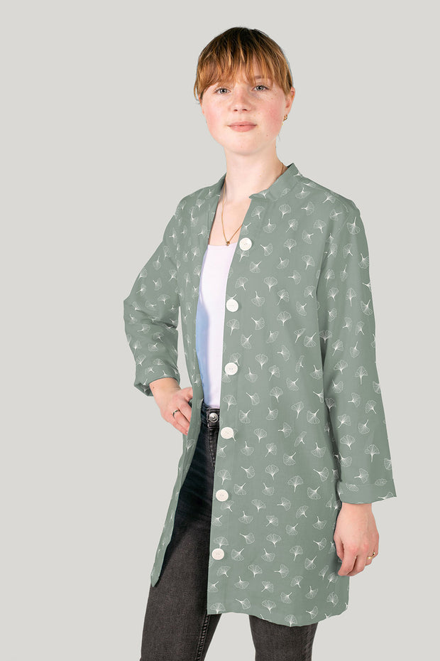 Popeline de Coton tissu Feuilles Vert Olive