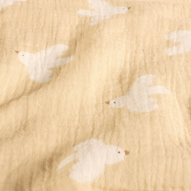 Double gaze tissu oiseaux Beige