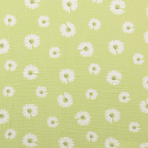double gaze tissu fleurs Pomme verte