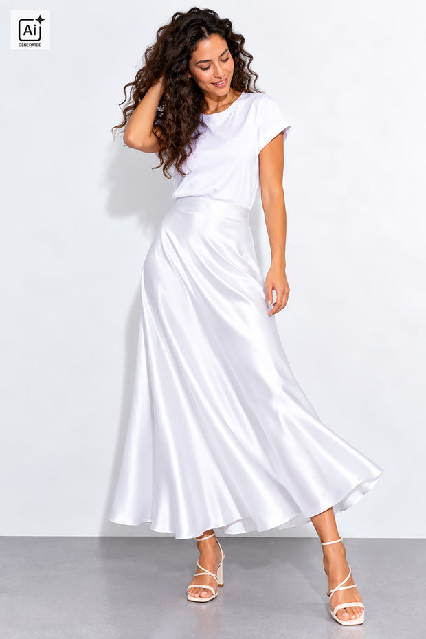 Satin tissu Unicolore Blanc