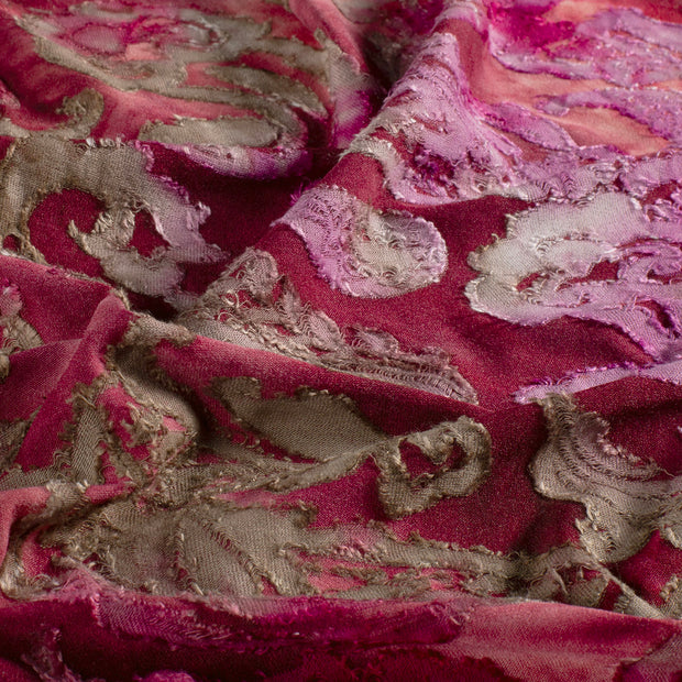 Jacquard fabric Flowers Fuchsia