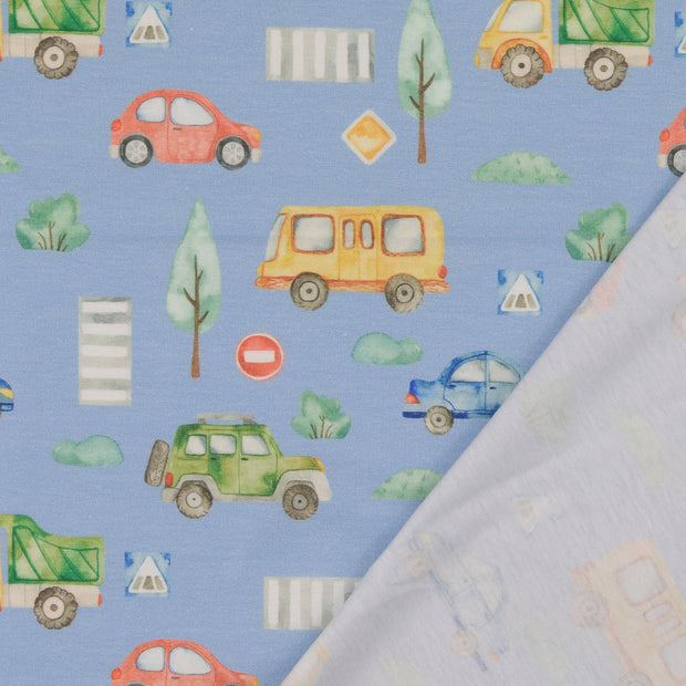 Cotton Jersey fabric Light Blue digital printed 