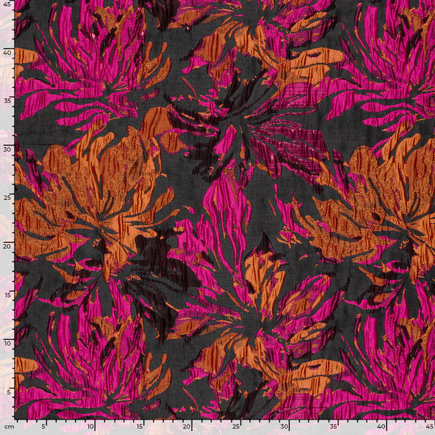 Jacquard fabric Flowers Fuchsia