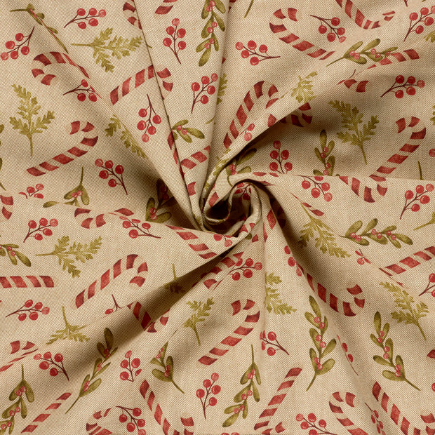 Linen Look fabric Beige digital printed 