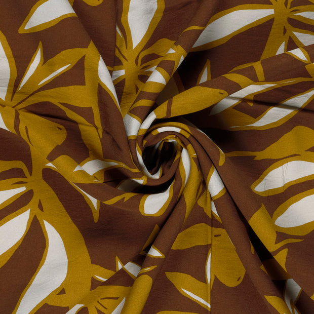 Viscose Nylon Crepe fabric Brown printed 