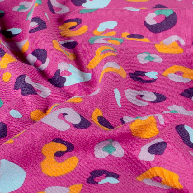 French Terry tissu léopards Fuchsia