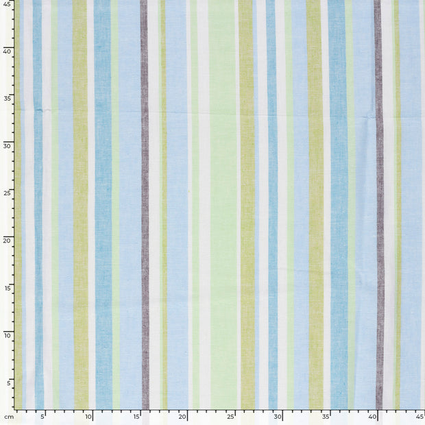 Linen fabric Stripes Light Blue