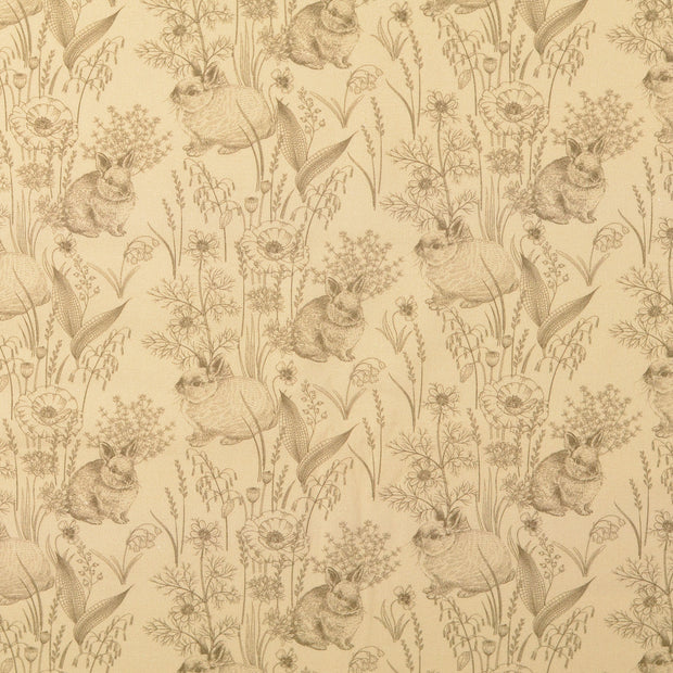 Cretonne tissu fleurs Beige