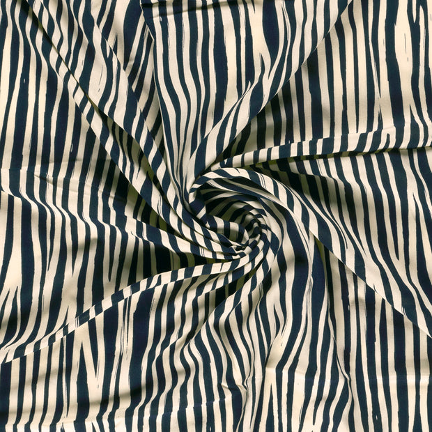 Bambou Poplin tissu Bleu Marine imprimé 