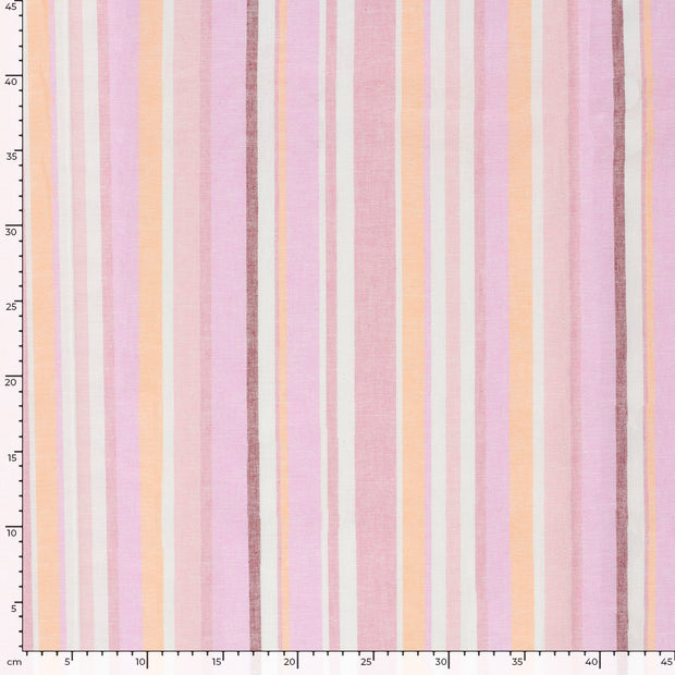Linen fabric Stripes Light Pink
