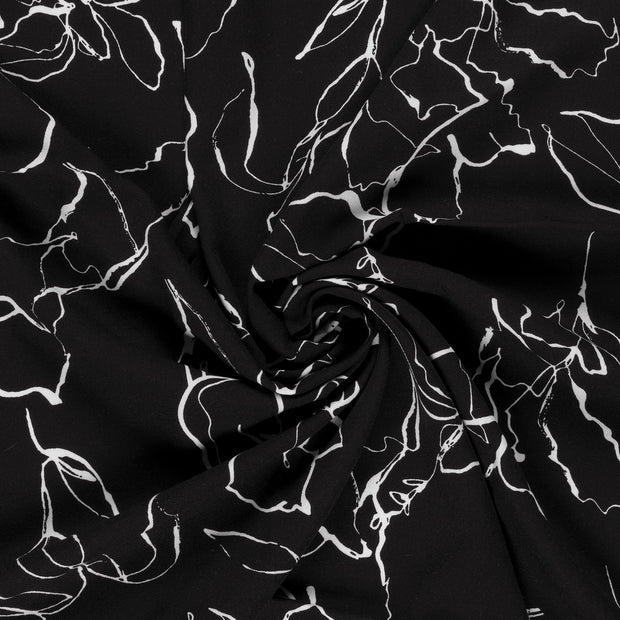 Viscose Twill fabric Black printed 