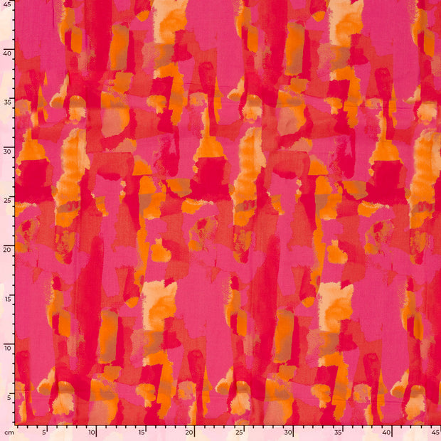 Viscose Poplin fabric Abstract Pink