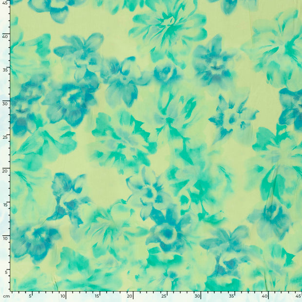 Viscose Satin fabric Abstract Mint
