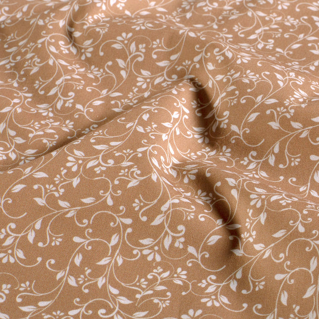 Popeline de Coton tissu fleurs Beige