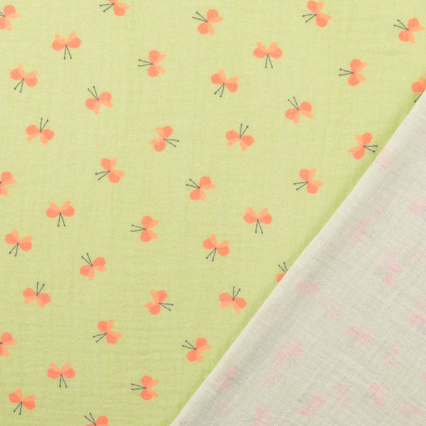 double gaze tissu Pomme verte imprimé numérique 