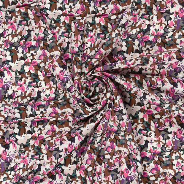 Viscose Poplin fabric Fuchsia printed 