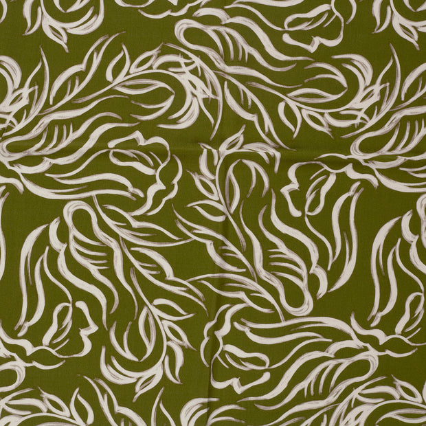 Sergé de Viscose tissu Vert kaki mat 