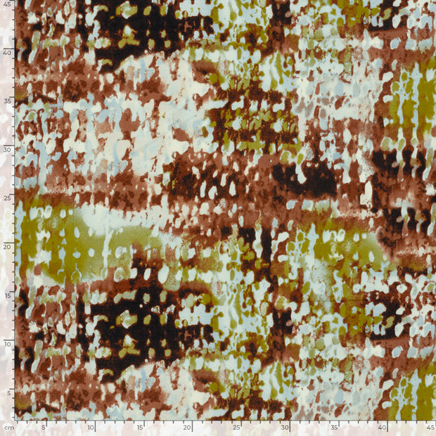 Viscose Vortex Jersey tissu Abstrait Marron
