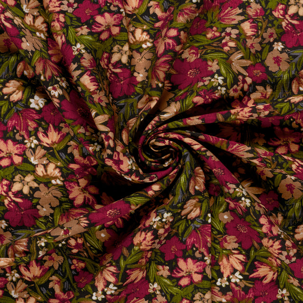 Viscose Nylon Ottoman tissu Bordeaux imprimé 